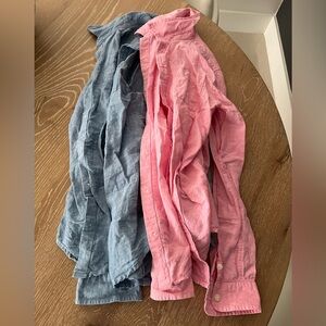 Two long sleeve button down linen shirts for boys size 14